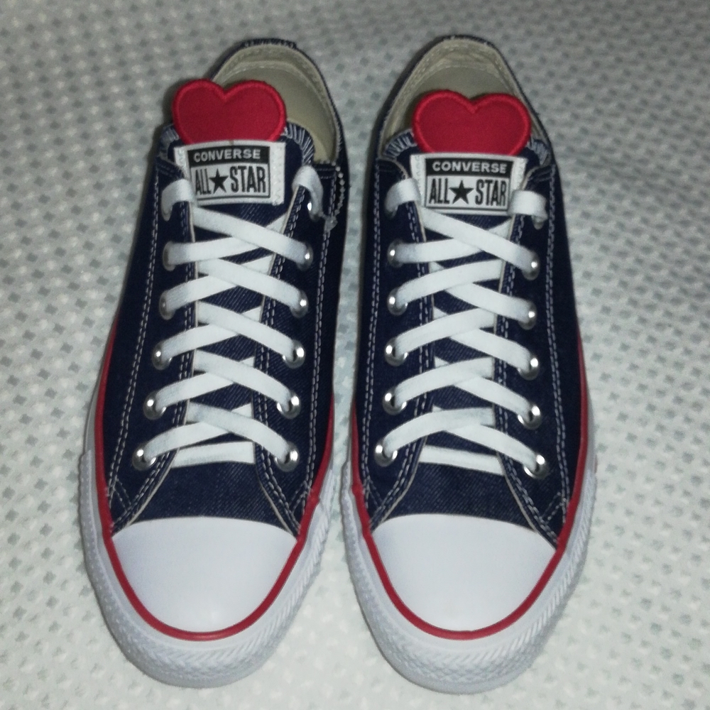 Converse Navy and Red Heart Sneakers